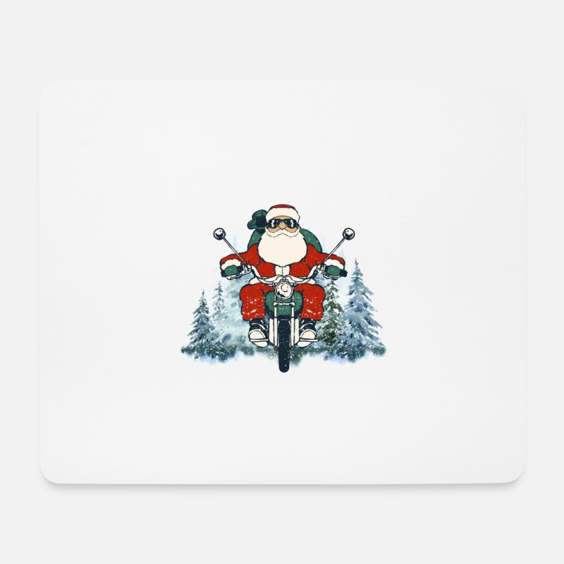 Biker-Weihnachtsmann auf Motorrad Lustige - Mousepad (Querformat) - Weiß