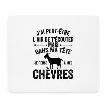 Je Pense A Mes Chèvres! Citation drôle agriculteur - Tapis de souris (format paysage) - blanc - Devant