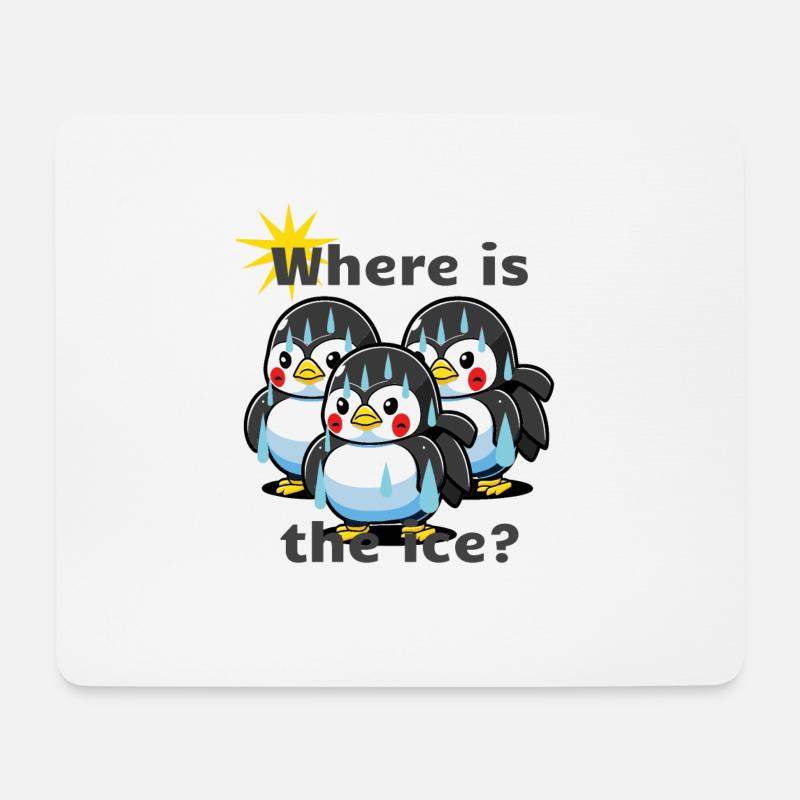 Schwitzende Pinguine. Klima es ist warm. - Mousepad (Querformat) - Weiß