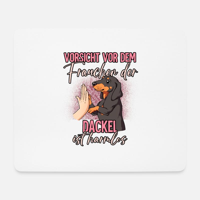 Vorsicht vor dem Frauchen Dackel - Mousepad (Querformat) - Weiß