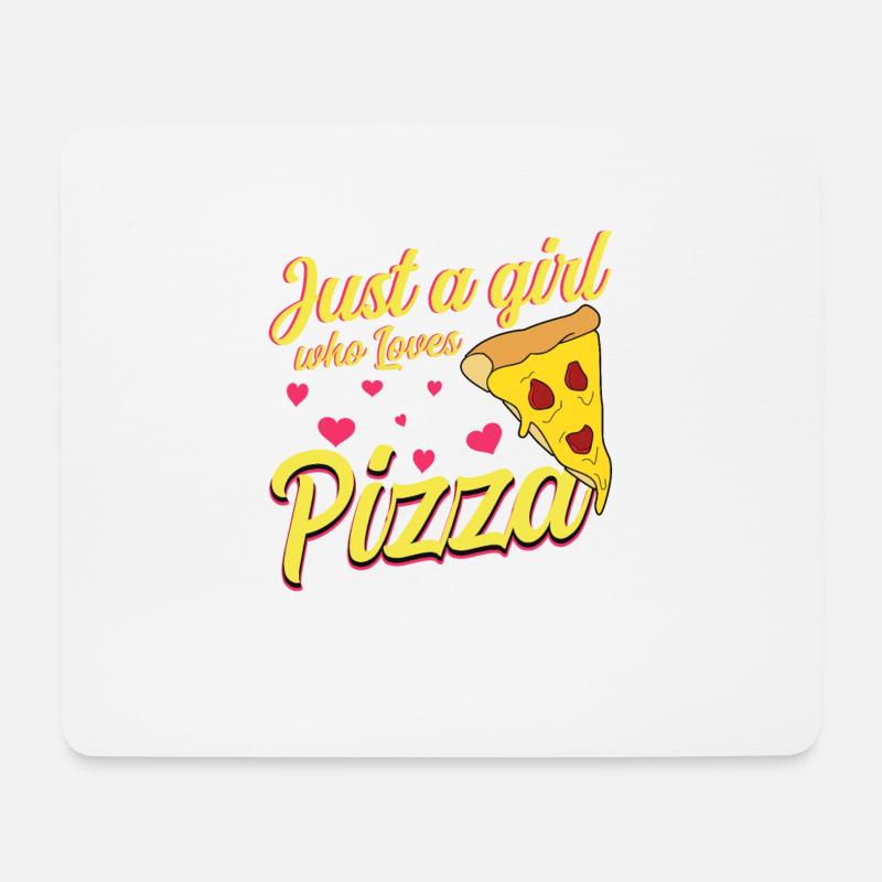 Mädchen lieben Pizza - Mousepad (Querformat) - Weiß