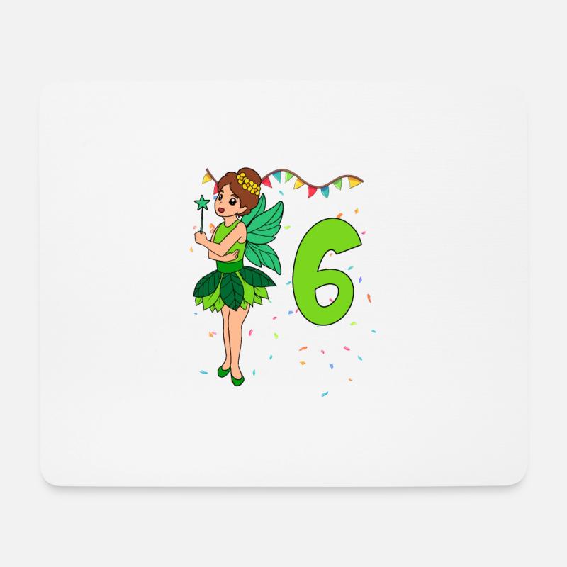 Mit Fee - Mädchen Geburtstag 6 Jahre - Mousepad (Querformat) - Weiß
