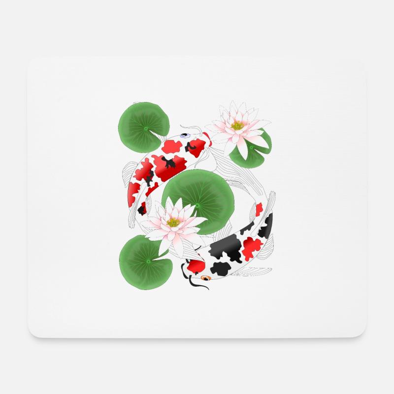Koi in the lily pond - Mouse Pad (horizontal) - white