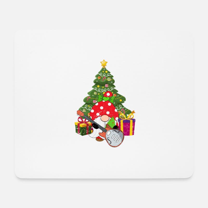 Bassgitarre Spieler Gnome lustig Weihnachtsbaum - Mousepad (Querformat) - Weiß