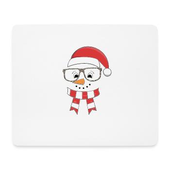 Drôle de Noël Bonhomme de neige Face Léopard - Tapis de souris (format paysage) - blanc - Devant