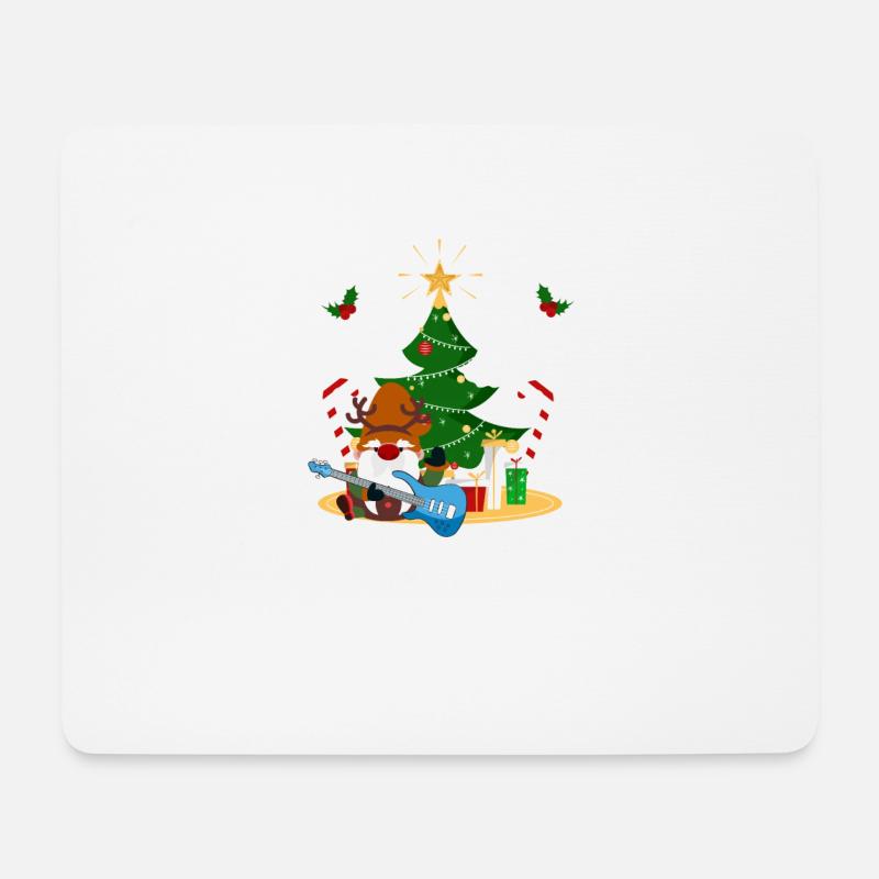 Bassgitarre Spieler Gnome lustig Weihnachtsbaum - Mousepad (Querformat) - Weiß