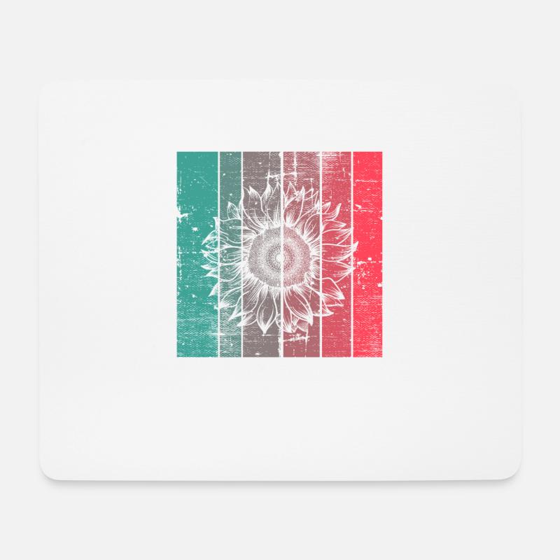 Sonnenblume Blume Retro Geschenk - Mousepad (Querformat) - Weiß