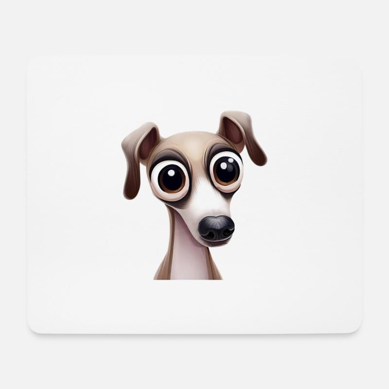 Niedliche Windhund-Welpenkunst - Mousepad (Querformat) - Weiß