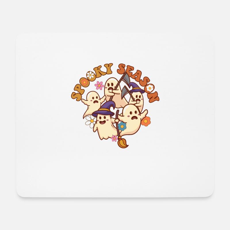 Halloween Spooky Season Boo Ghost Grim Reaper - Mousepad (Querformat) - Weiß