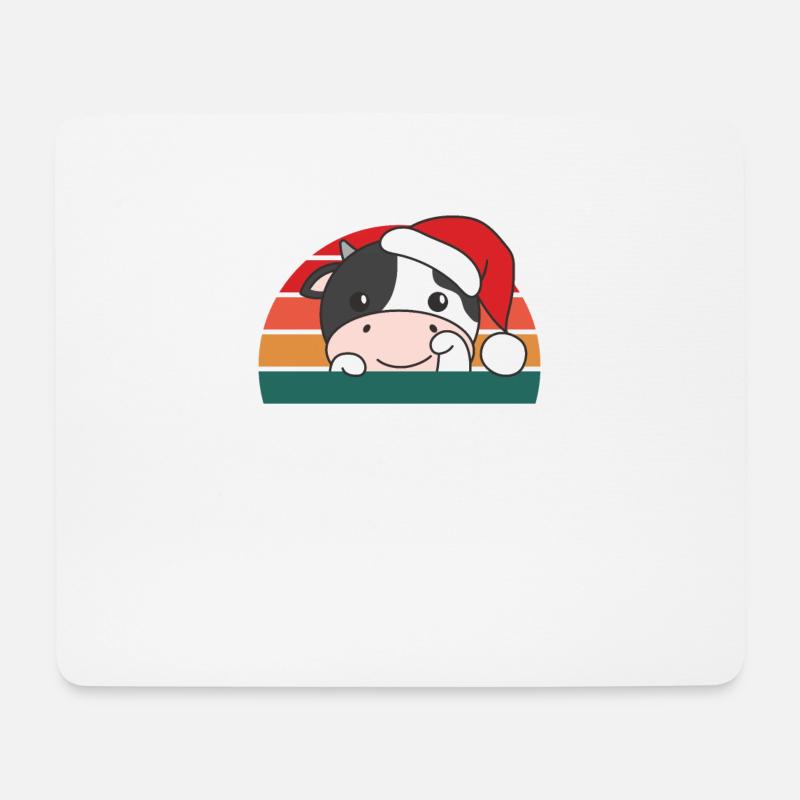 merry Christmas Retro Kuh Weihnacht - Mousepad (Querformat) - Weiß