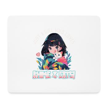 Kawaii Manga Just a girl who loves Anime and Cats - Mousepad (Querformat) - Weiß - Vorne