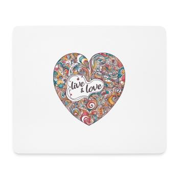 Buntes Herz - live & love - Mouse Pad (horizontal) - white - Front