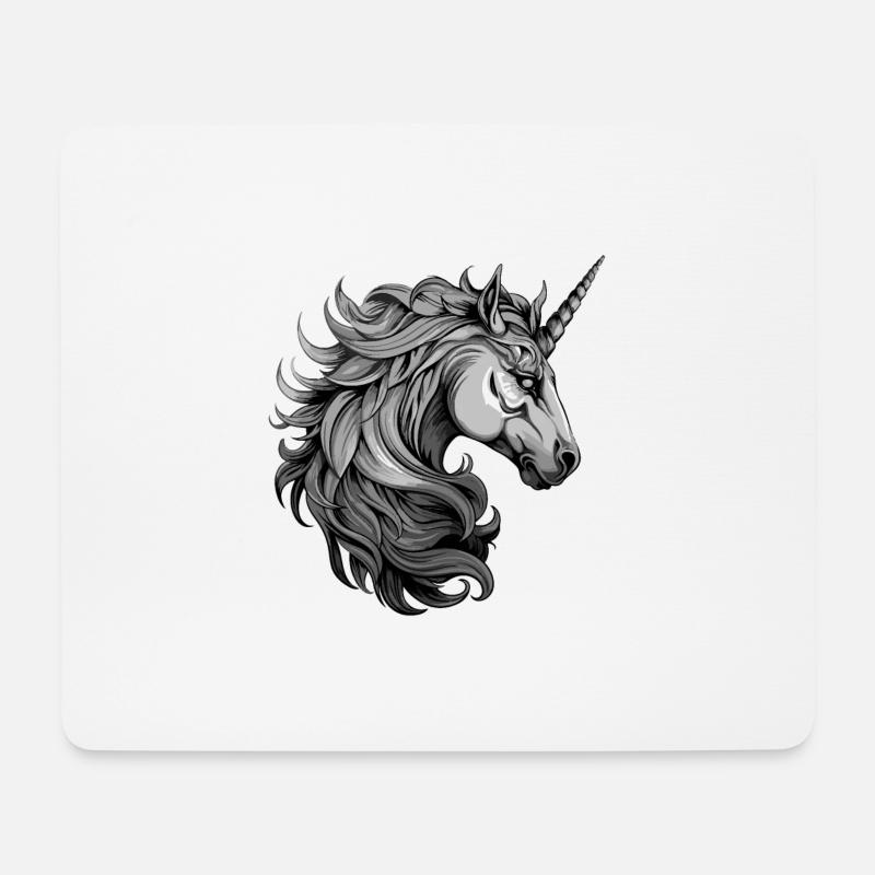 Einhorn Portrait - Mousepad (Querformat) - Weiß