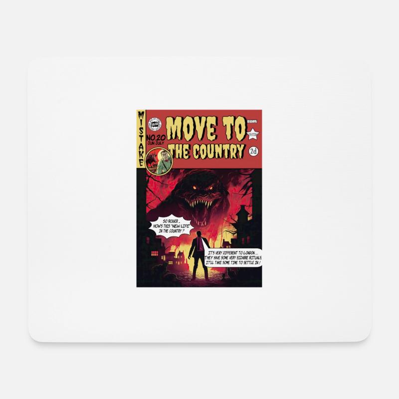 Retro-Horror-Comic - Umzug aufs Land - Mousepad (Querformat) - Weiß