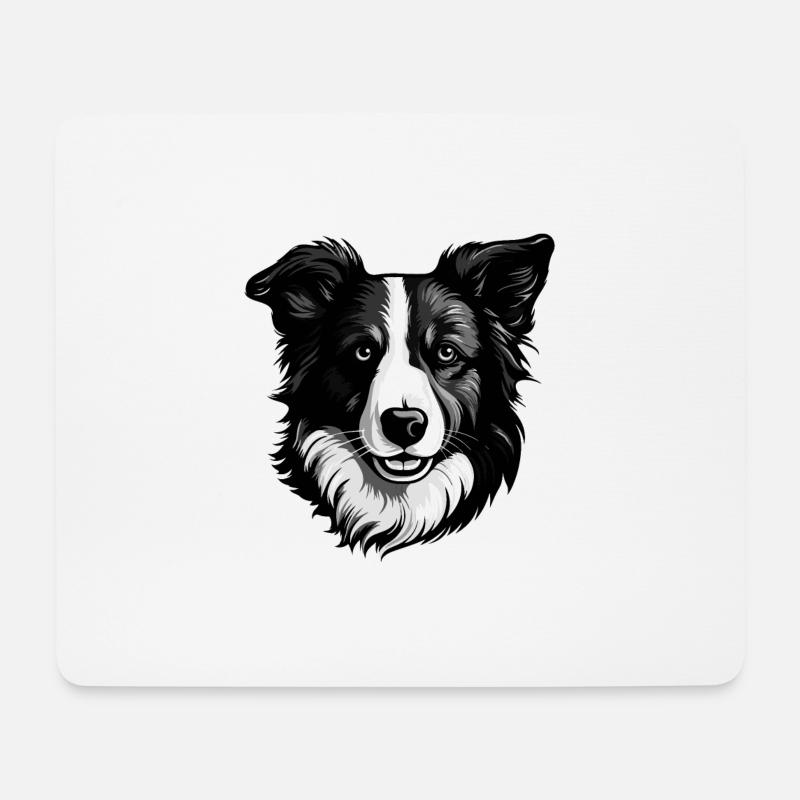 Border Collie Hund Portrait - Mousepad (Querformat) - Weiß