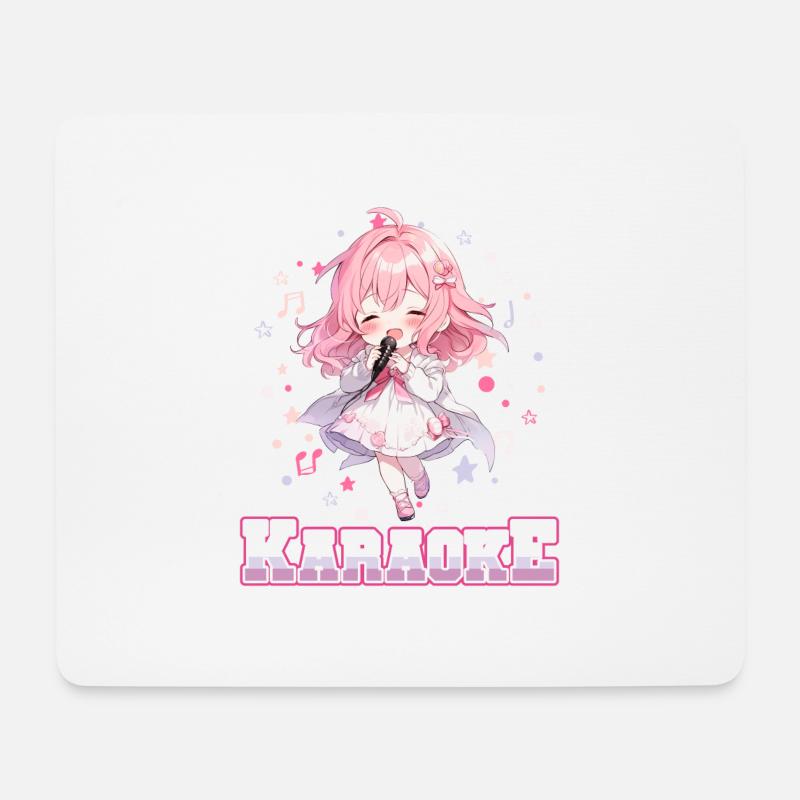 Mädchen Manga Anime Karaoke - Mousepad (Querformat) - Weiß