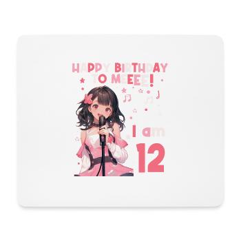 Anime Mandga K-Pop KPop Girl 12th Birthday - Mouse Pad (horizontal) - white - Front