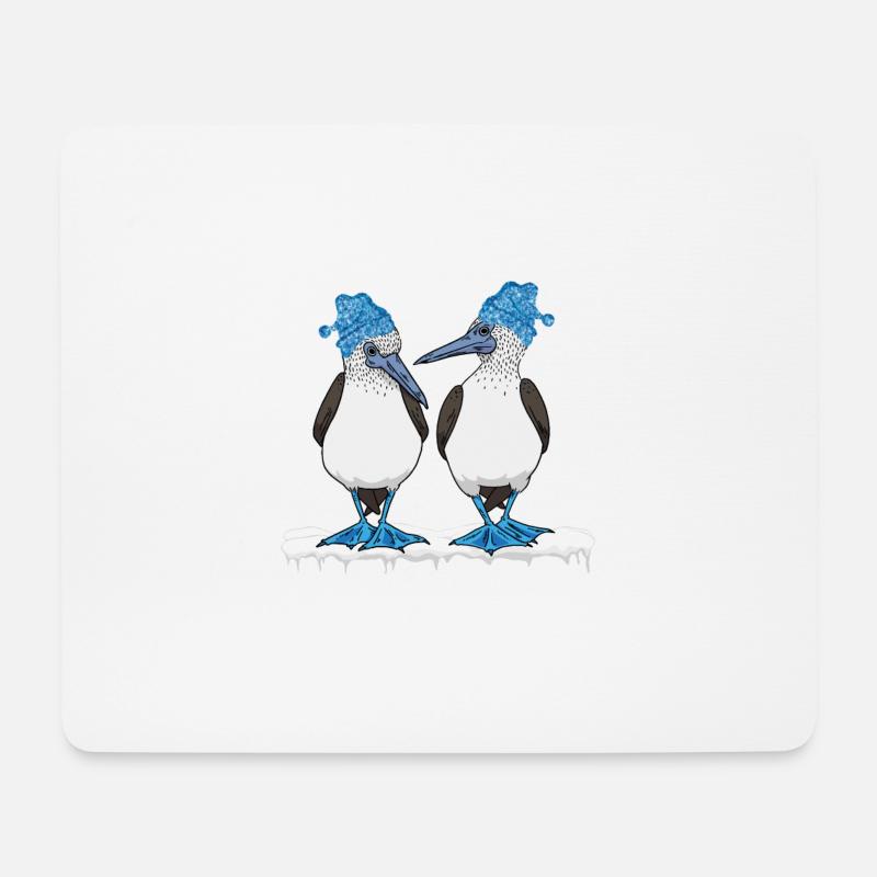 Frohe Weihnachten Blaufußtölpel - Mousepad (Querformat) - Weiß