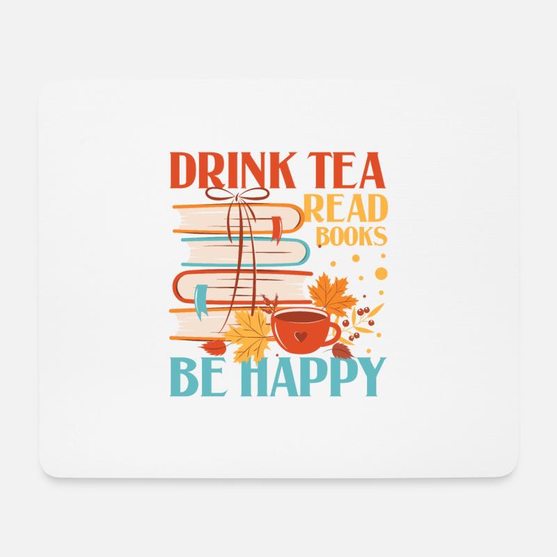 Tee trinken Bücher lesen glücklich sein Bücherwurm - Mousepad (Querformat) - Weiß