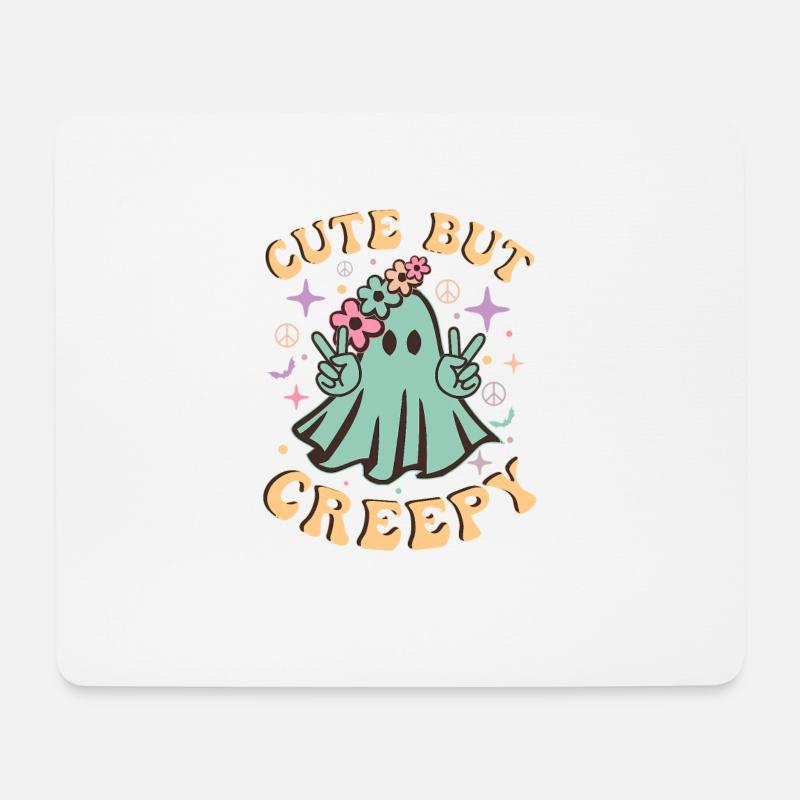 Retro Niedlicher, aber gruseliger Halloween-Niedlicher Geist - Mousepad (Querformat) - Weiß
