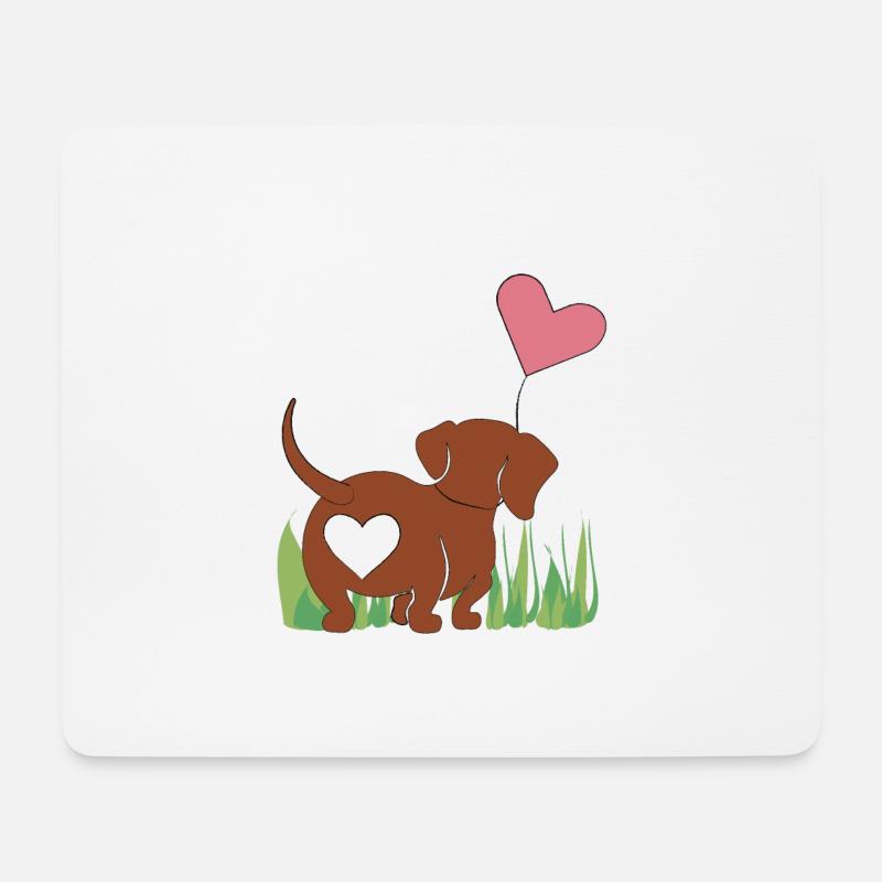 Dackel mit Herz - Geschenk - Geschenkidee - Mousepad (Querformat) - Weiß