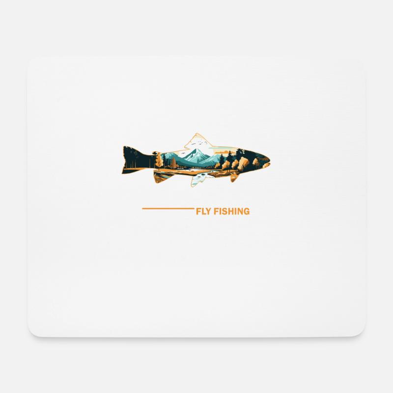 Fliegenfischen in Montana: Überblick über Retro - Mousepad (Querformat) - Weiß