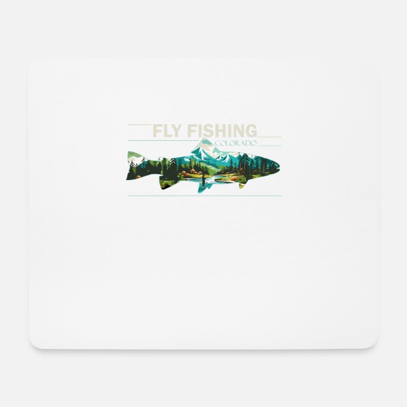 Fliegenfischen in Colorado: Retro Angler & - Mousepad (Querformat) - Weiß