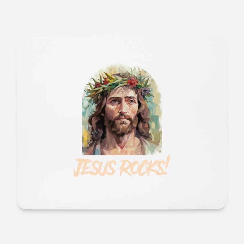 Jesus Rocks - Mousepad (Querformat) - Weiß
