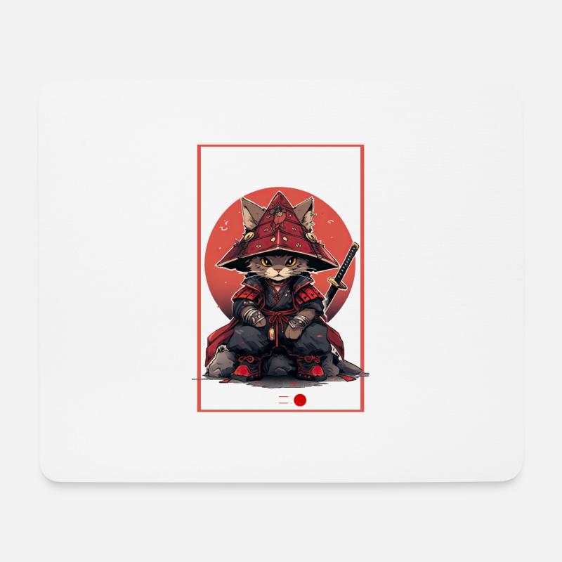 Asien Katze Japanischer Samurais Samurai - Mousepad (Querformat) - Weiß