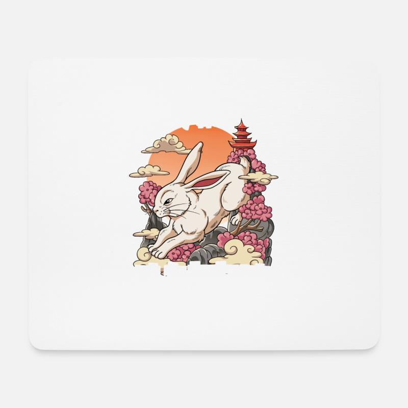 Jahr Des Kaninchen Mondneujahrsfest Chinesisches - Mousepad (Querformat) - Weiß