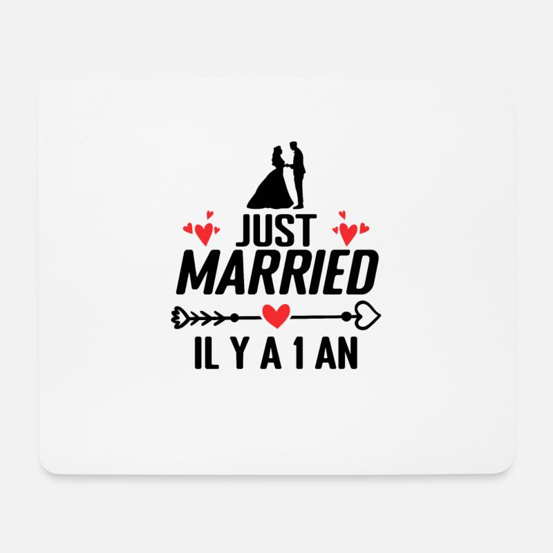 Baumwolle Hochzeitsgeschenk Hochzeitstag 1 Jahr - Mousepad (Querformat) - Weiß
