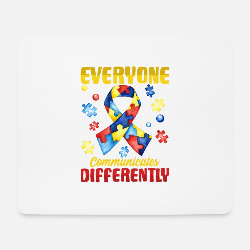 everyone communicates differently autism - Mousepad (Querformat) - Weiß