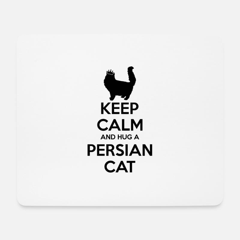 Keep Calm - Chat persan maman père - Tapis de souris (format paysage) - blanc