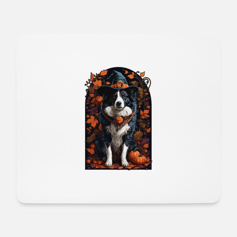 Border Collie Mit Hexenhut Halloween Border Collie - Mousepad (Querformat) - Weiß