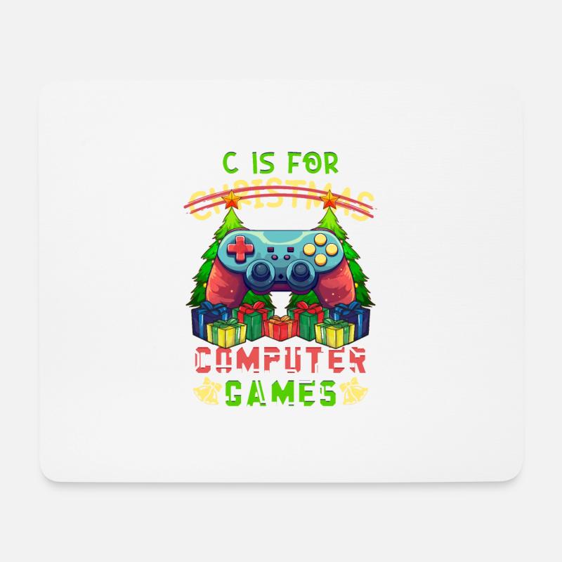 C Is For Computer Games Gamer Christmas Xmas - Mousepad (Querformat) - Weiß