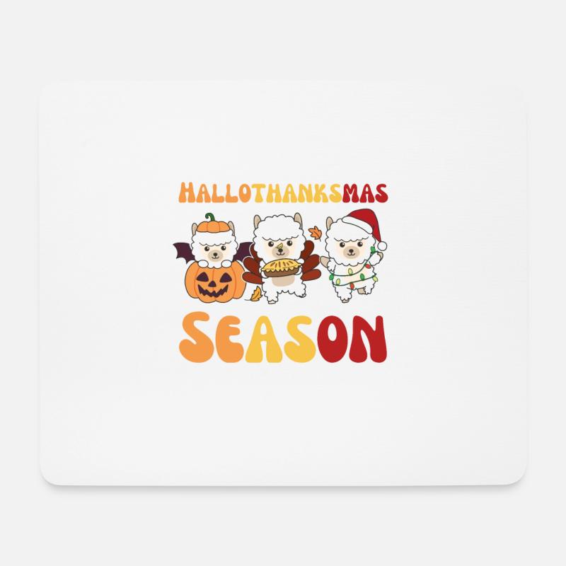 Tis' the Hallothanksmas Season Alpaka - Mousepad (Querformat) - Weiß