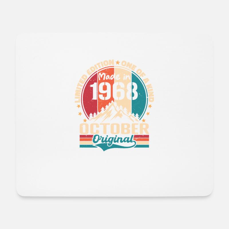 Oktober 1968 Geburtstagsgeschenk 1968 Oktober - Mousepad (Querformat) - Weiß