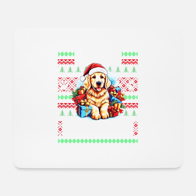 Lustiger Golden Retriever Hund Weihnachtsdesign - Merr - Mousepad (Querformat) - Weiß