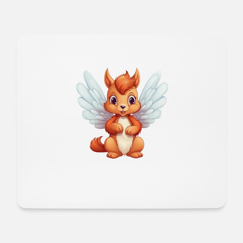 Süßes Eichhörnchen-Engel-Comic - Mousepad (Querformat) - Weiß