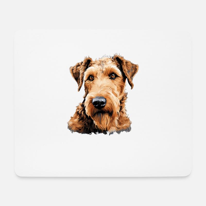 Hund Airedale Terrier - Mousepad (Querformat) - Weiß
