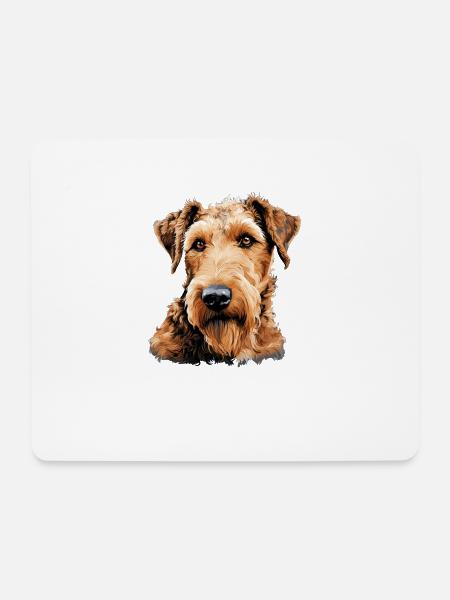 Hund Airedale Terrier - Mousepad (Querformat) - Weiß