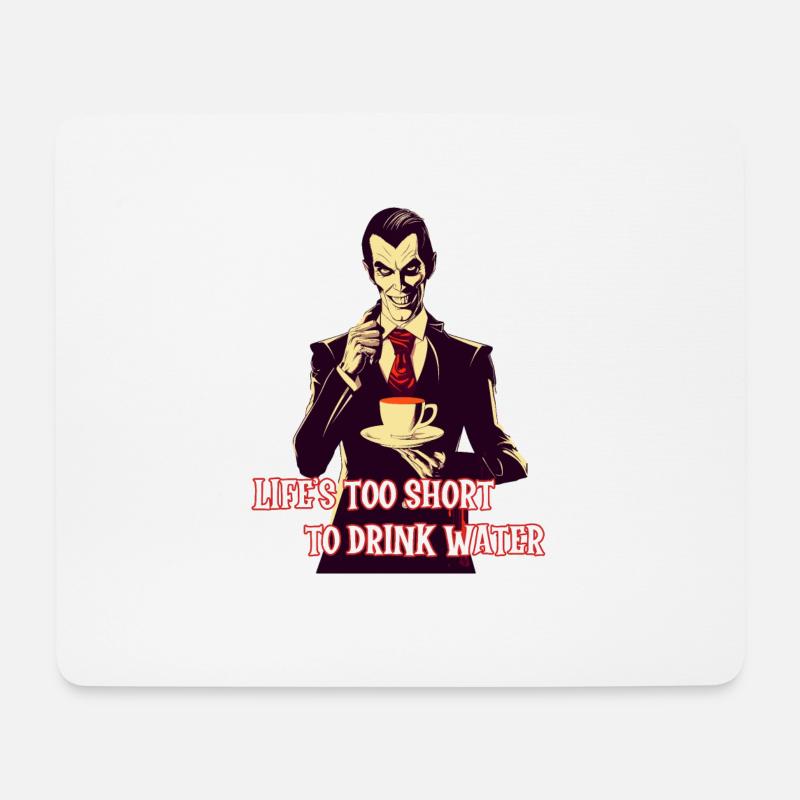 Ein stilvoller Vampir, der nachts Kaffee trinkt. - Mousepad (Querformat) - Weiß