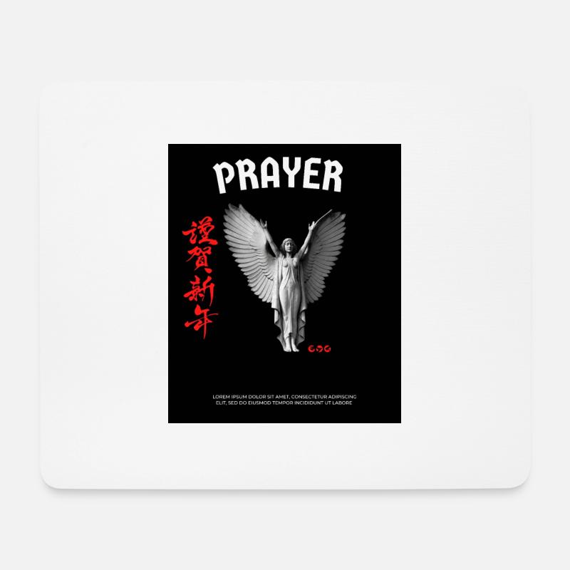 PRAYER Designer T-shirt - Mousepad (Querformat) - Weiß