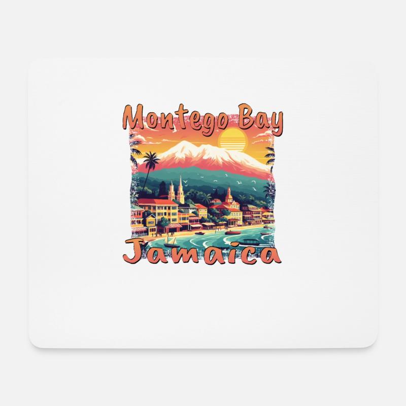 Montego Bay Vibes: Grunge-Stil Jamaika-Design - Mousepad (Querformat) - Weiß
