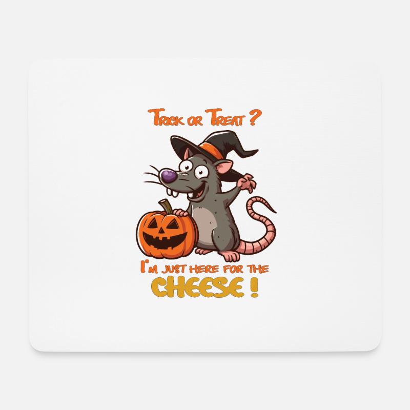 Halloween-Ratte, Süßes oder Saures Käse - Mousepad (Querformat) - Weiß