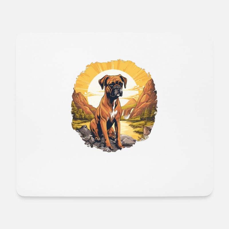 Hund Boxer - Mousepad (Querformat) - Weiß