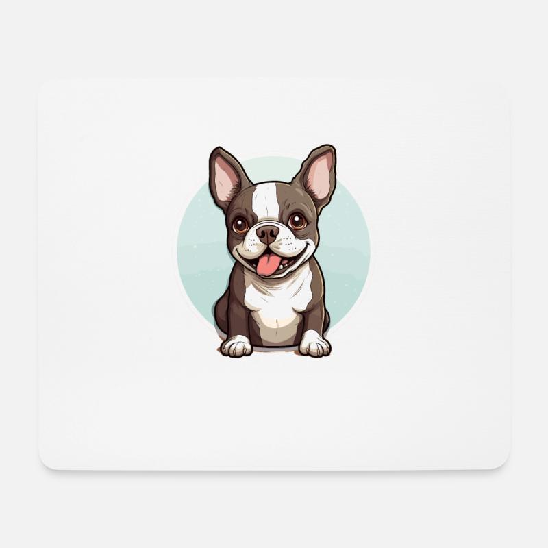 Chien Boston Terrier - Tapis de souris (format paysage) - blanc