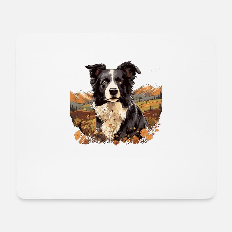 Hund Border Collie - Mousepad (Querformat) - Weiß