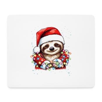 Weihnachtsdeko Faultier mit Weihnachtsbeleuchtung - Mousepad (Querformat) - Weiß - Vorne