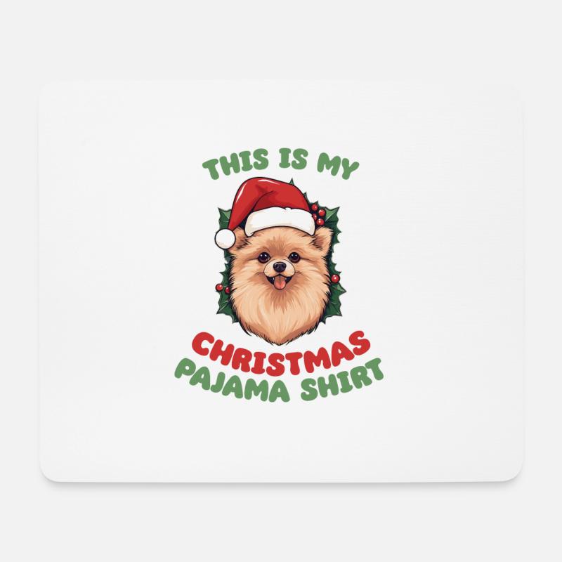 Zwergspitz Weihnachts Schlafanzug Hunde - Mousepad (Querformat) - Weiß